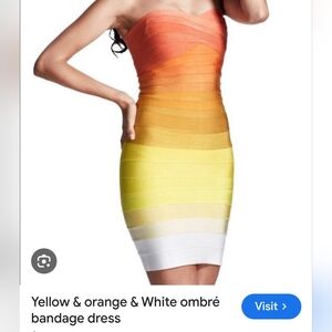Strapless Yellow and Orange Ombre Dress